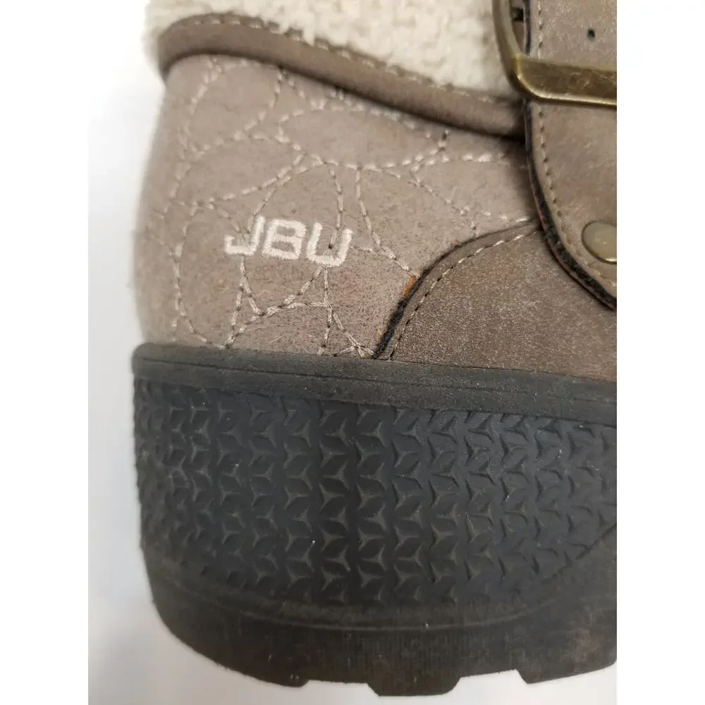 JBU by Jambu Haven Faux Fur Trim Ankle Boots Taupe Tan Women's Size 7.5